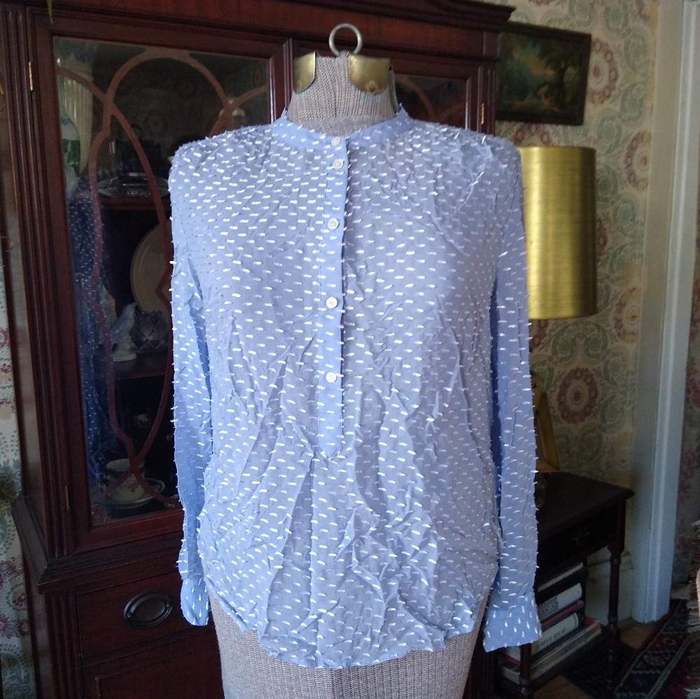 J CREW Light Blue Long Sleeve Silk Blend Shirt